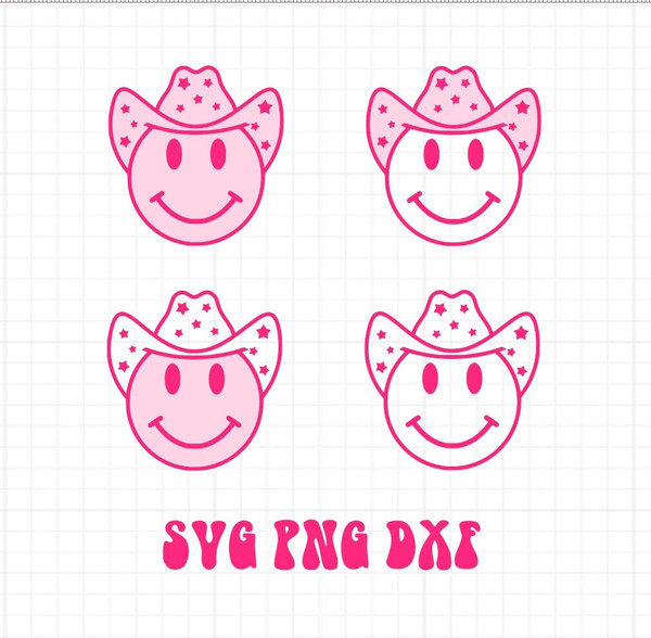 Star Print Hat Smiley Face SVG PNG DXF Disco Cowboy Smiley Cow Print Cowboy Hat - 1.jpg