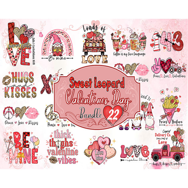 22 Sweet Leopard Valentine Day Bundle - Valentines Day Svg - Valentine Quote svg, Valentines svg Bundle, Valentine's Day Designs, Love svgHigh quality, Instant