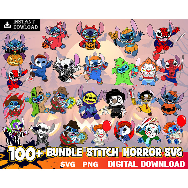 100 Stitch Bundle Horror Characters Svg, Bundle Halloween Svg, Halloween Svg, Horror Movie Svg, Cricut Instant Download.jpg