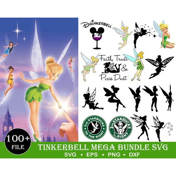 100 Tinkerbell Svg, Tinkerbell and Peter Pan, Princess Tinkerbell svg, Fairy, Cricut svg, Disney princess svg, Tinkerbell cut file, Printable.jpg