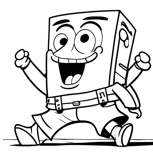 Spongebob Squarepants Black and White Kids Coloring Page 3