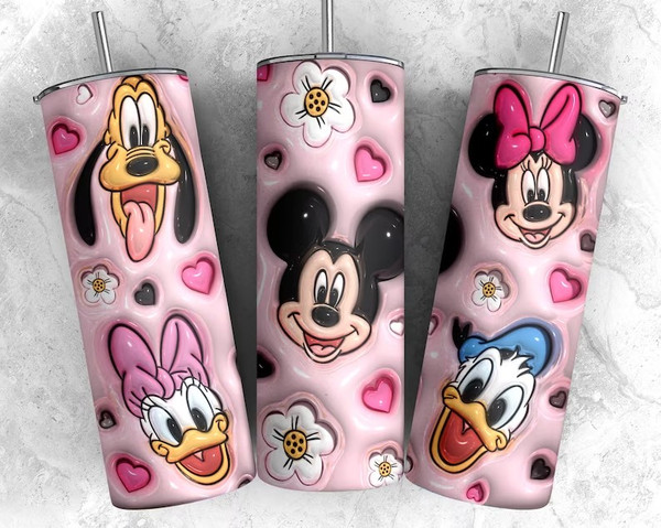 Inflated Cartoon Tumbler Design Png 3D Tumbler Wraps 20oz Skinny Sublimation Digital Downloads 3D Puffy Stitch Design Sublimation Png.jpg