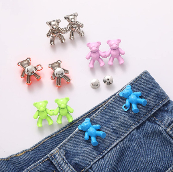 Cute Bear No-Sew Waist Button, Jean Buttons Pins For Loose Jeans