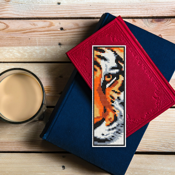 cross stitch bookmark digital pattern tiger