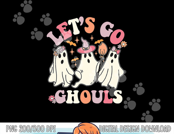 Groovy Halloween Let s Go Ghouls Retro Floral Ghost Costume png, sublimation copy.jpg