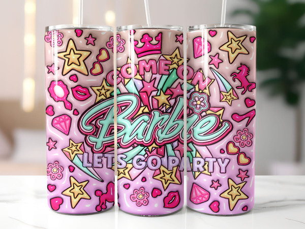 Bundle Come On Barbie Let's Go Party Inflated Tumbler Wrap PNG, Barbi Inflated Tumbler PNG, Barbi Doll Skinny Tumbler PNG - 2.jpg