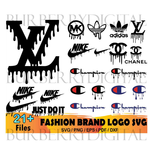 21 Fashion Brand Dripping Logo Bundle Svg, Louis Vuitton Svg - Inspire  Uplift