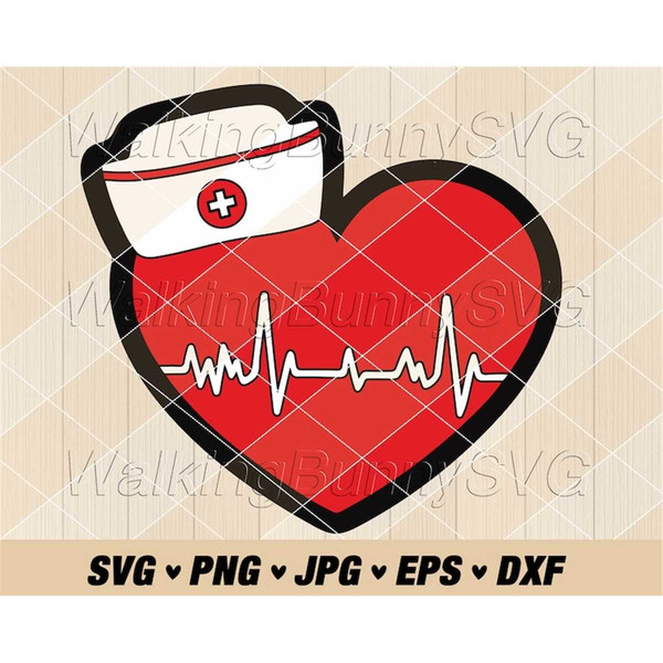 Nurse Heart Hat Heartbeat Svg Png, Layered Valentine Nurse S - Inspire  Uplift