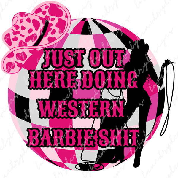 Retro Western Barbie PNG Digital Download, Cowboy Clipart, Pink Graphic, Western Wear - 1.jpg