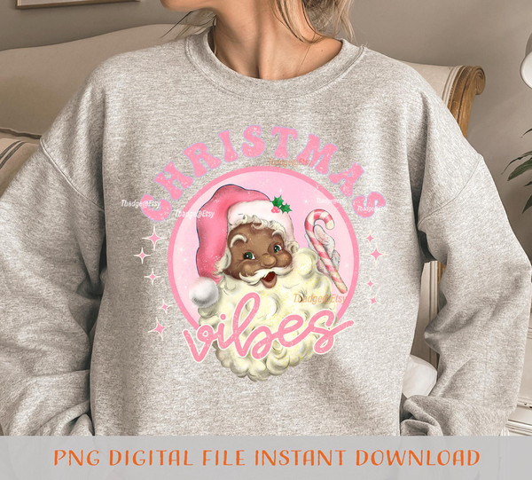 Retro Chocolate Santa png, Christmas Vibes Sublimation file for Shirt Design, Digital download Pink Santa Claus Png - 3.jpg