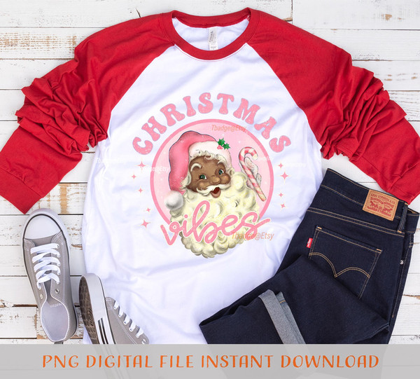 Retro Chocolate Santa png, Christmas Vibes Sublimation file for Shirt Design, Digital download Pink Santa Claus Png - 5.jpg