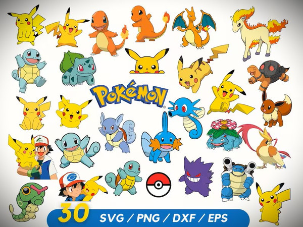 Pokemon And Friends Bundle SVG Digital File, Cartoon Svg, Eevee Svg