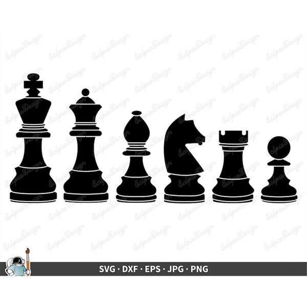 Chess Pieces SVG Clip Art Cut File Silhouette dxf eps png j - Inspire Uplift