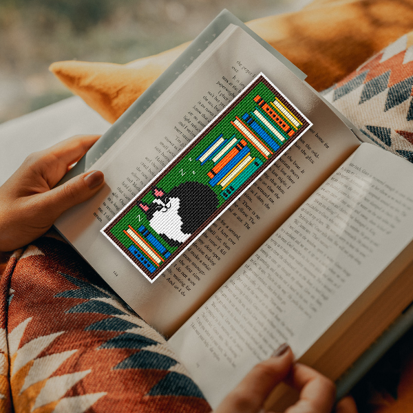 cross stitch bookmark pattern Cat Books