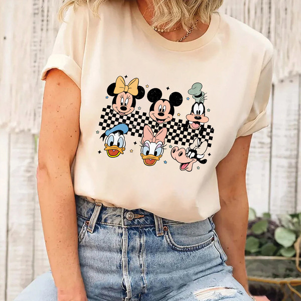 Retro Disney Mickey Checker Shirt, Mickey and Friends Shirt, Disneyland Shirt, Disneyworld Shirt, Disney Family Trip Shirts, Mickey Shirt - 2.jpg