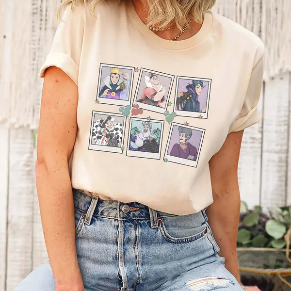 Retro Disney Villains Characters Polaroid Shirt, Maleficent Ursula Evil Queen Hades Shirt, Villians Disney, Maleficent Evil Queen Cruella - 1.jpg