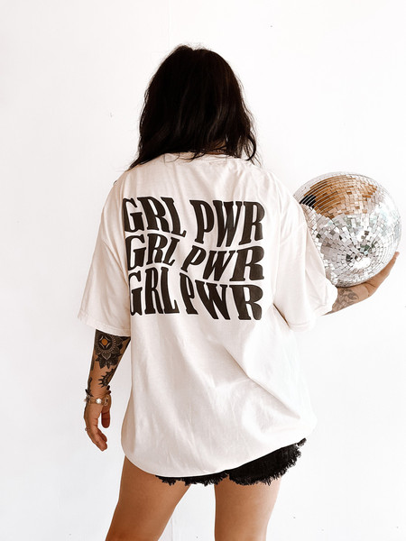 GRL PWR Tee, trendy comfort colors graphic tee, graphic tee for women, aesthetic y2k feminist shirt - 1.jpg