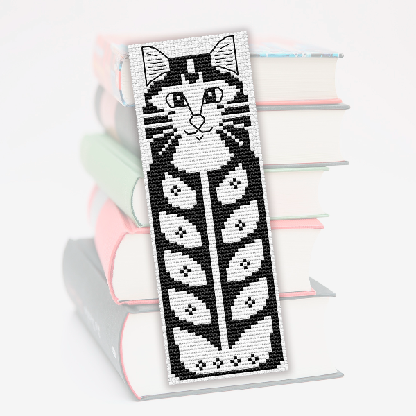 cat cross stitch bookmark