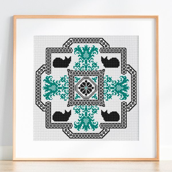 cat cross stitch pattern vintage design