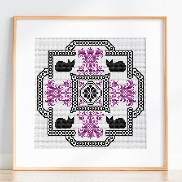 lace cat cross stitch pattern digital