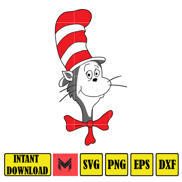Dr Seuss Svg Layered Item, Dr. Seuss Quotes Cat In The Hat Svg Clipart, Cricut, Digital Vector Cut File, Cat And The Hat (323).jpg