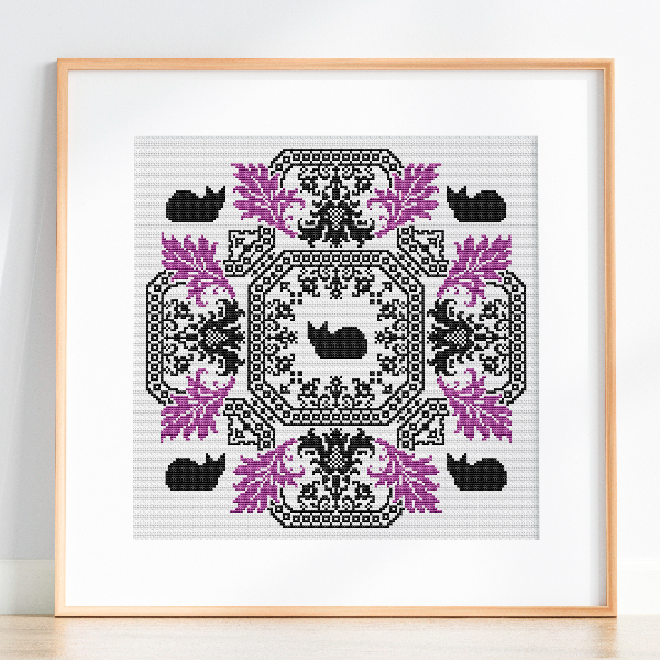 cross stitch pillow pattern cats