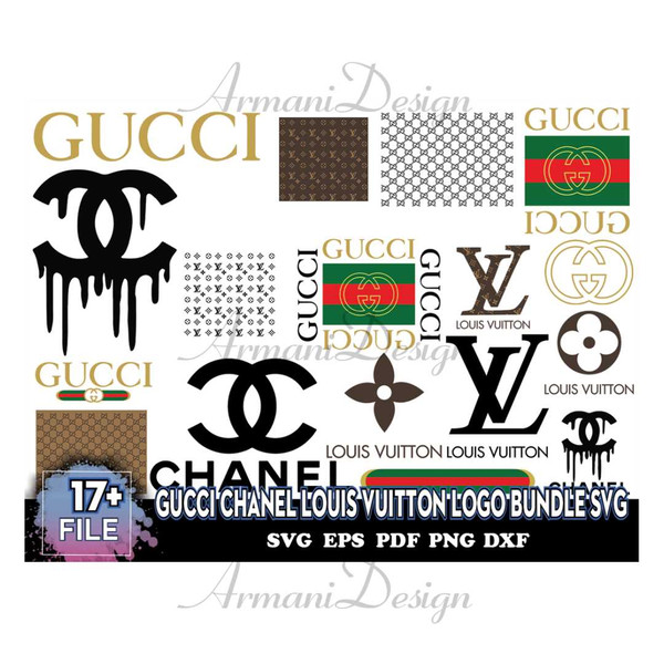 Gucci Dior Chanel Louis Vuitton Colorful SVG PNG EPS DXF PDF, Cricut File