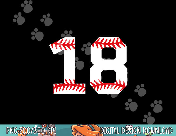 Number 18 Eighteen Baseball  Lucky Favorite Jersey Number png, sublimation.jpg