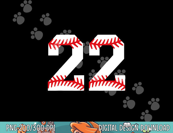 Number 22 Twenty Two Baseball Lucky Favorite Jersey Number png, sublimation.jpg