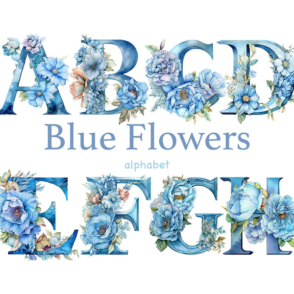 Floral Alphabet, Letter U, floral typography, generative ai