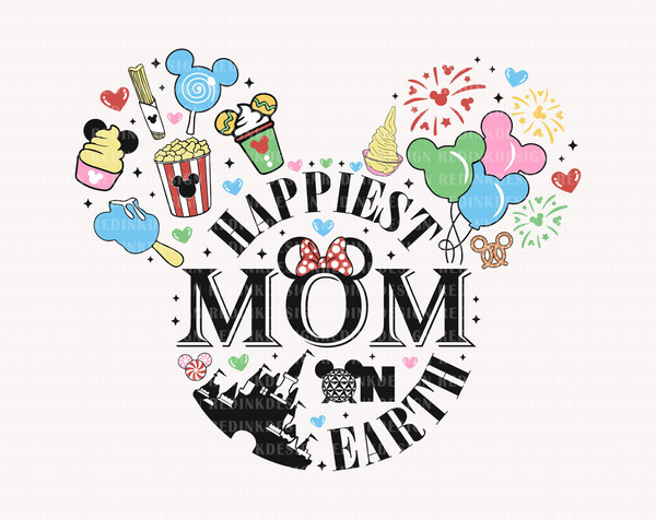 Happiest Mom On Earth Svg, Mother's Day Svg, Drinks And Foods Svg, Family Trip, Vacay Mode Svg, Mouse Head Svg, Gift For Mom, Mom Shirt Svg - 1.jpg