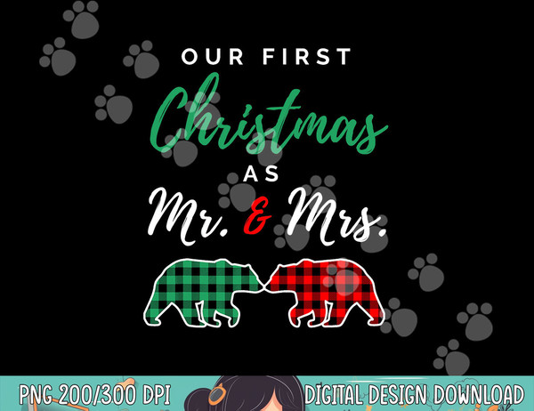 Our First Christmas as Mr. and Mrs. Buffalo Plaid Bears 2021  png, sublimation.jpg