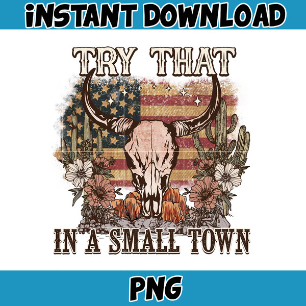 Try That In A Small Town Png, Cow Skull Small Town Png, Retro Country Shirt Png, Country Music, American Flag, Instant Download (10).jpg