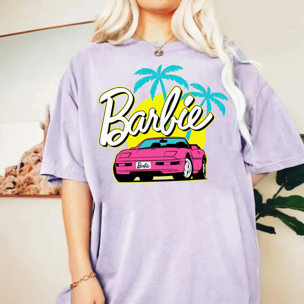 Barbie Comfort Colors shirt, Barbie Movie 2023 Shirt, Party Girls Shirt, Doll Baby Girl, Birthday Shirt, Barbie Car Corvette Palm Shirt - 3.jpg