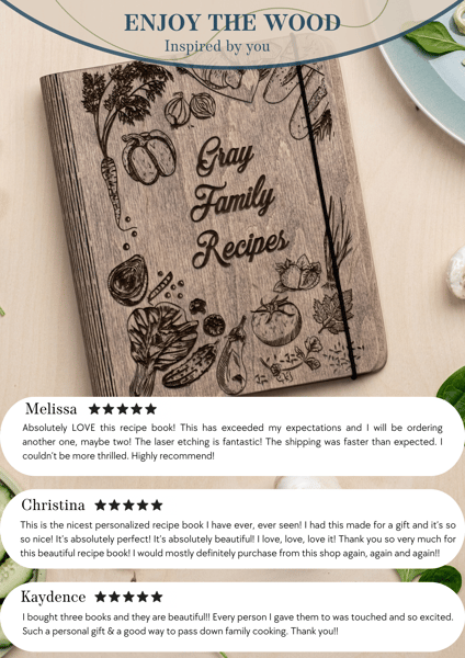 PERSONALIZED WOODEN RECIPE BOOK