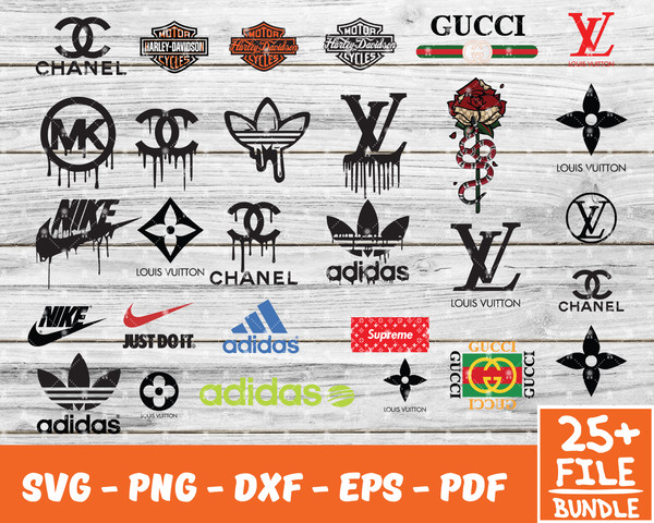 Fashion Dripping Logo Bundle Svg, Adidas Svg, Gucci Svg, Lou