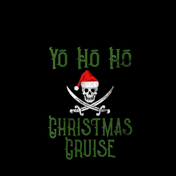 Womens Yo Ho Ho Christmas Cruise Pirate Skull Santa Hat Cruising V Neck 7.jpg