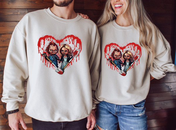 Chucky And Chuckie Sweatshirt ,Funny Couple Sweatshirt, Halloween Shirts For Couples,Funny Valentines Day,Valentines Gifts,Better Together - 1.jpg