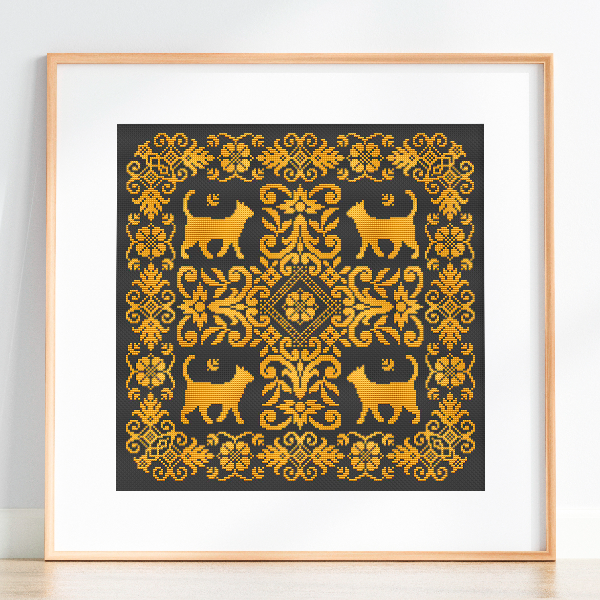 cat cross stitch pattern monochrome