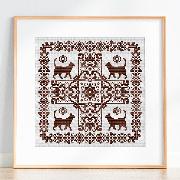Easy cat ornament cross stitch embroidery pattern – JPCrochet