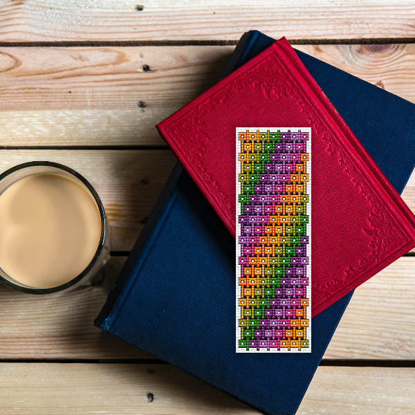 modern cross stitch bookmark pattern multicolored