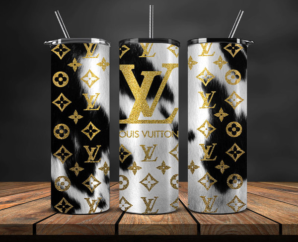 Louis Vuitton Gold Tumbler Wrap PNG Sublimation Digital Down