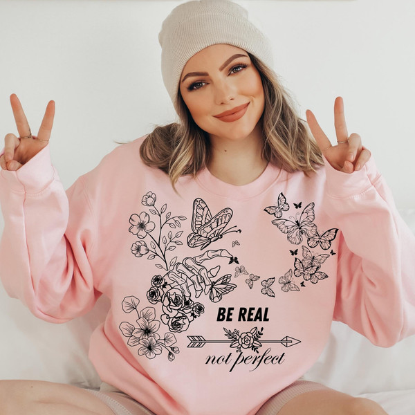 Be real not perfect SVG PNG, svg cut files for Cricut, Self love svg, Inspirational svg, Kindness svg, tshirt, boho svg, front pocket svg - 6.jpg