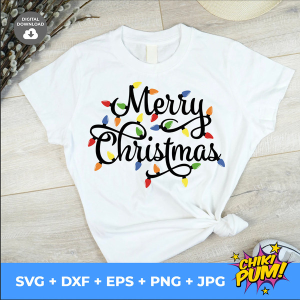 Merry Christmas SVG, png, dxf, eps, christmas svg, Christmas lights svg, holiday svg, christmas svg files - 2.jpg