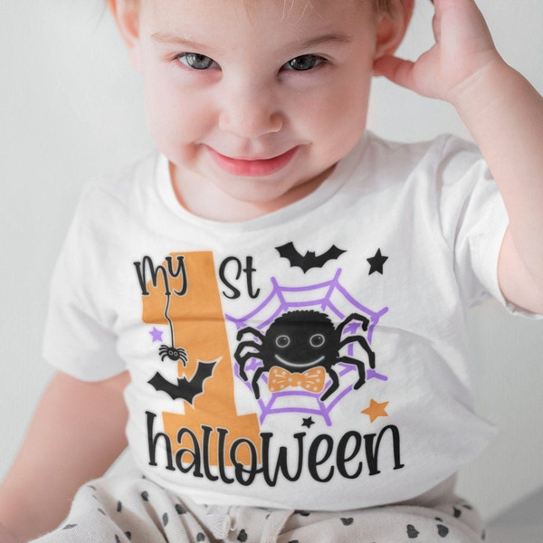 My 1st Halloween Svg, Baby Boy Halloween Svg, Boys Clipart, Cute Spider Svg, Spooky Svg, Silhouette, Cricut, My First Cut Files - 2.jpg