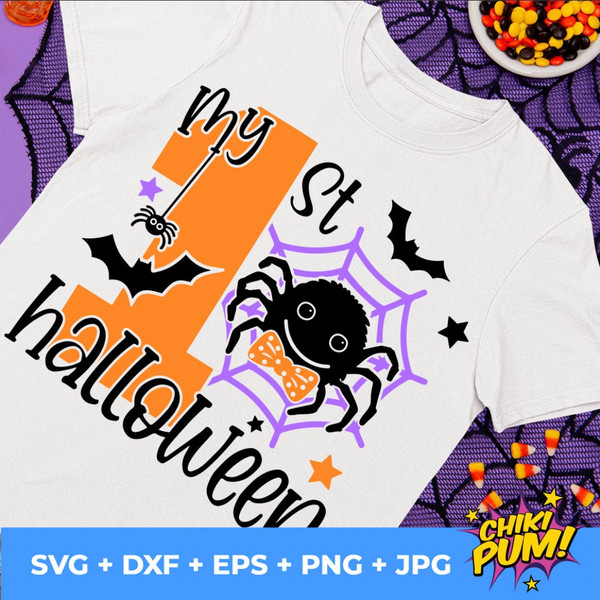 My 1st Halloween Svg, Baby Boy Halloween Svg, Boys Clipart, Cute Spider Svg, Spooky Svg, Silhouette, Cricut, My First Cut Files - 3.jpg