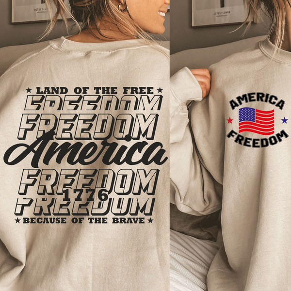 America Land Of The Free Because Of The Brave SVG, 4th of July SVG, Fourth of July SVG, Patriotic Svg, Independence Day Svg, Png Sublimation - 2.jpg