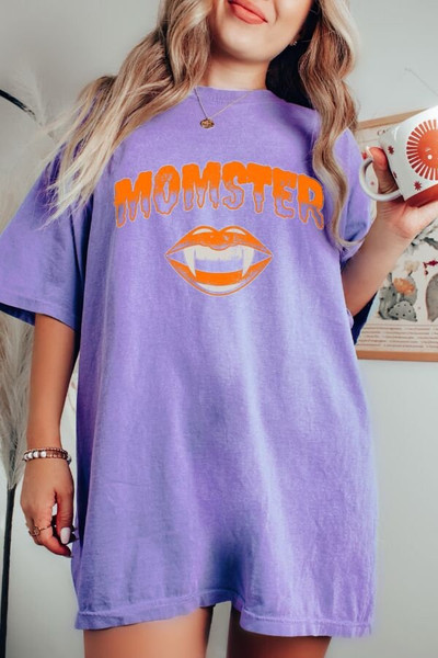 Comfort Colors® Momster Shirt, Retro Halloween t-shirt, Cute Fall Shirt, Vintage Ghost Shirt, Spooky Tee, Momster T-Shirt, Trick or Treat - 2.jpg