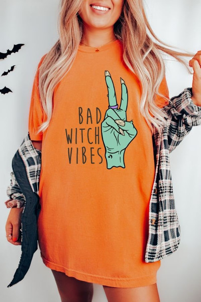 Witch Tee, Bad Witch Vibes Vintage Style Halloween, Graphic Tee, Comfort Colors Vintage, Comfort Colors T-shirt, Oversized Tee,  Halloween - 4.jpg