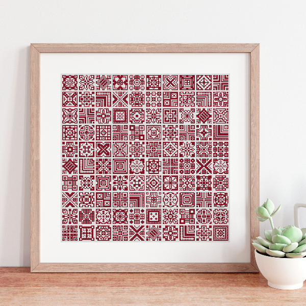 geometric cross stitch pattern monochrome